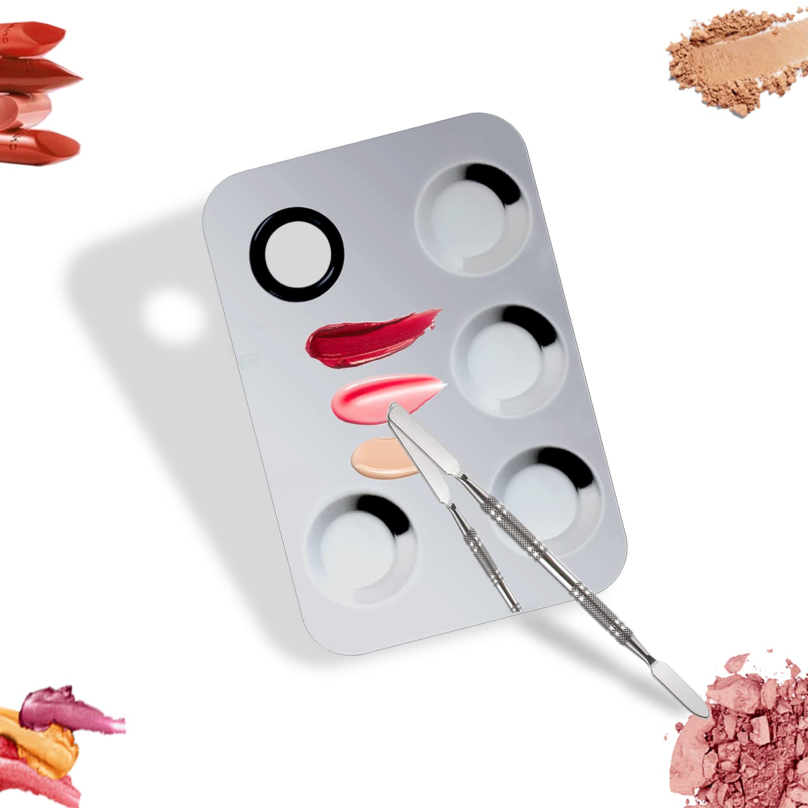 Upgrade Mixing Makeup Palette, Paleta cosmética de Acero Inoxidable con Herramienta de espátula