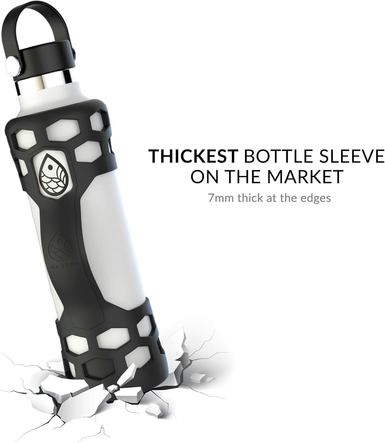 REUZBL Silicone Boot Sleeve Protector with Handle – Compatible with Hydro Flask 40oz, 32oz, 24oz, 21oz – Protective Bottle Bumper for Stainless Steel Water Bottles - Image 4