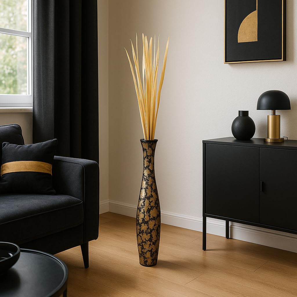 Leewadee Large Floor Vase 26 inches Mango Wood for Pampas Grass, Dried Flowers