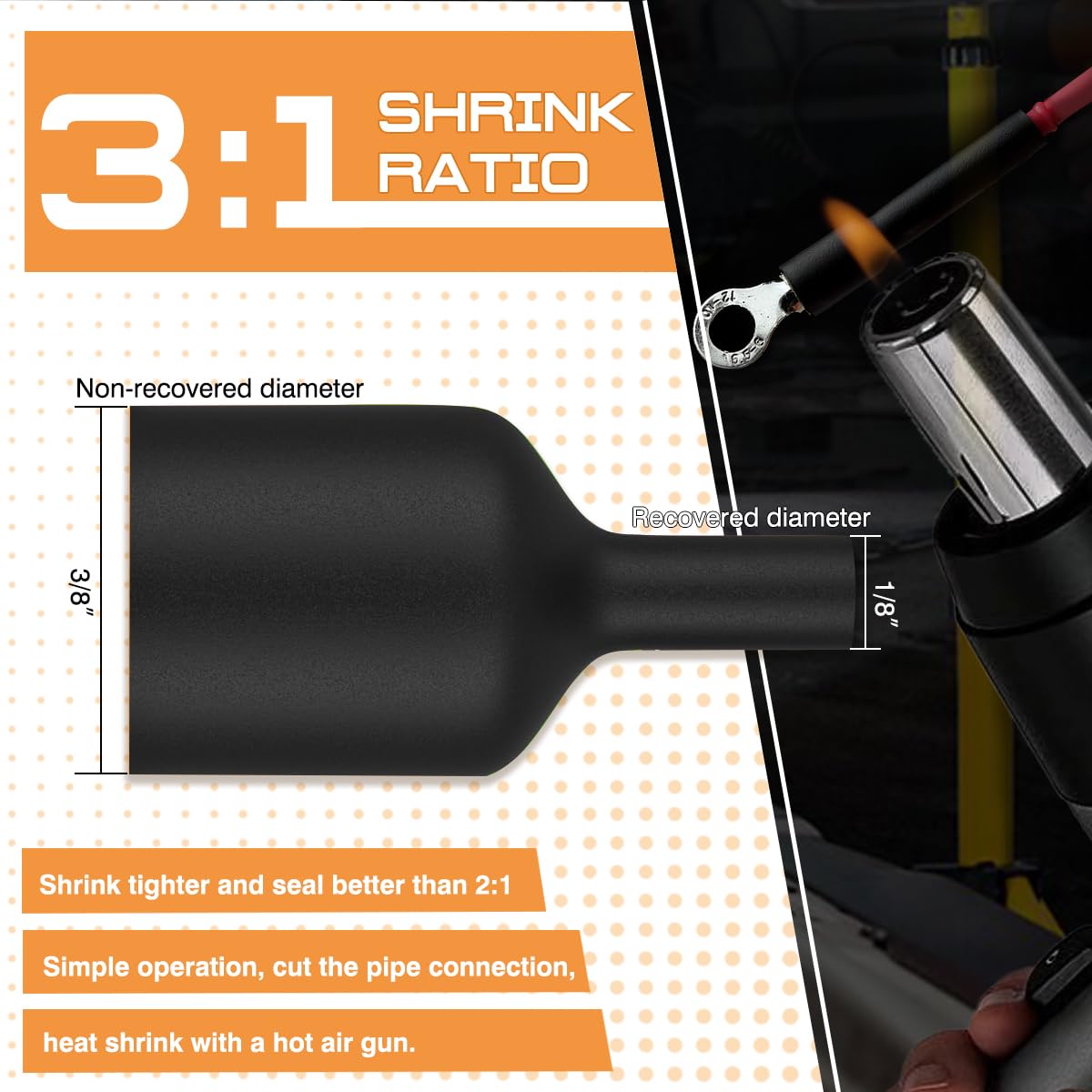 Marine Grade Heat Shrink Tubing 3:1, 3/4 Inch (19.1mm) 82 Ft – Dual Wall Adhesive Lined Waterproof Heat Shrink for Large Cables & Wire Harnesses,for Automotive, Marine & Industrial Use-Balck