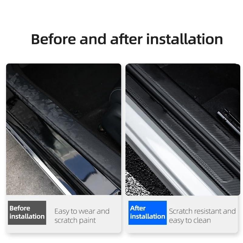 5 Pezzi Battitacco per Auto per Ford Transit/Tourneo Custom 2023-2024 2025, Battitacco Adesivi Soglie Porte Protezioni per Davanzali per Porte Automobile in Fibra di Carbonio Nero