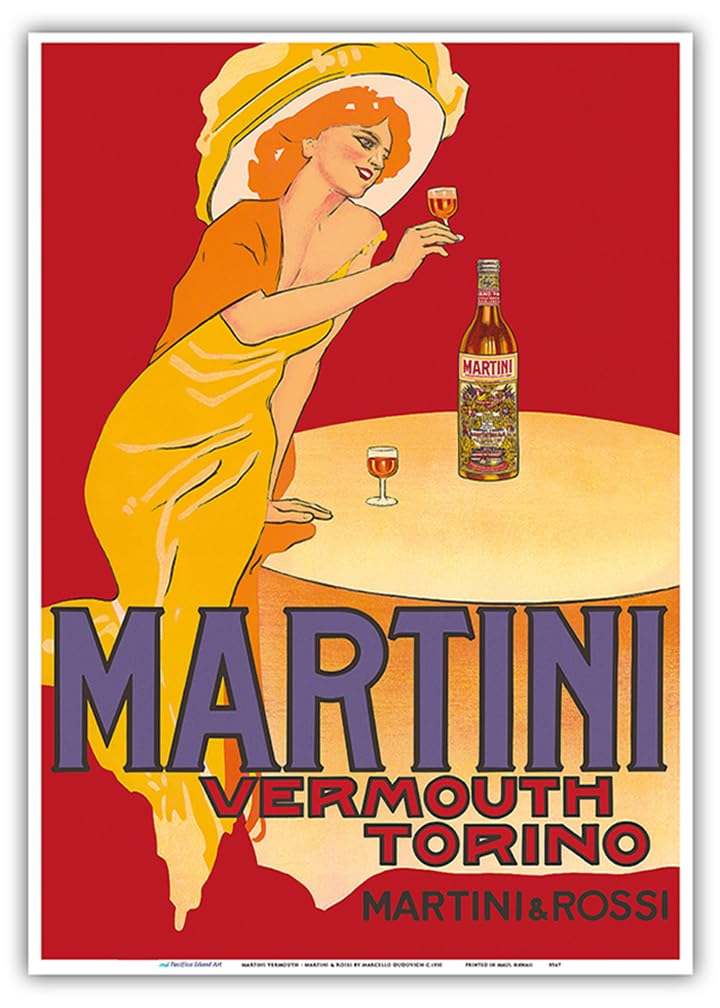 Martini Vermouth - Martini & Rossi - Turin (Torino) Italy - Vintage Advertising Poster by Marcello Dudovich c.1910 - Master Art Print 10in x 14in