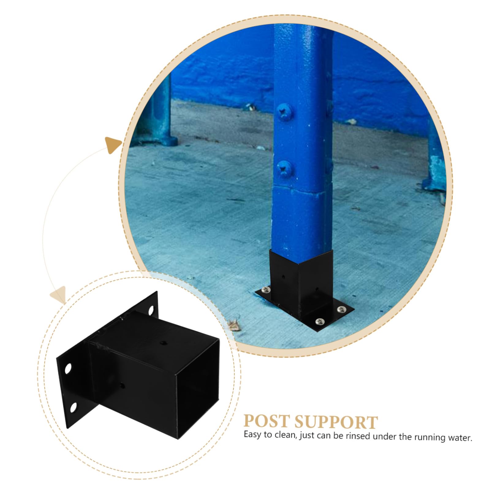 NUOBESTY 5 Piezas Soporte Para Cenador Apoyo Pesado Base De Poste De Reemplazo Poste De La Cerca Protector Deber Base De Poste De Cubierta Acero Post Base Exterior Pérgolas Planchar Negro