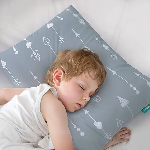 Almohadas para niños pequeños para dormir, almohada para niños con funda de almohada de 14 x 19 pulgadas, almohada pequeña de Tavel para preescolar,