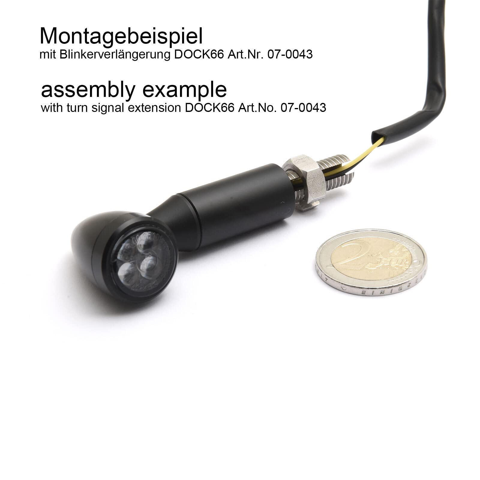 Dock66 LED Blinker mit Rück-/ Bremslicht Micro Bullet schwarz, mit ECE