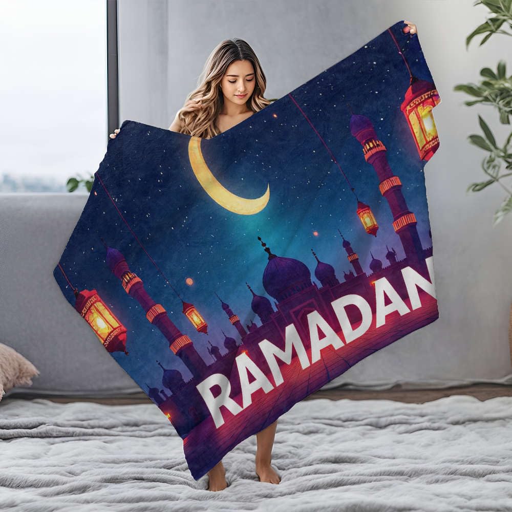Pkrd Colour Plush Blanket Ramadan Kareem, May Blessings Fill Your Home. Flannel Blanket King Size Throw Blanket For Bed Blanket Queen Size(150X200cm)