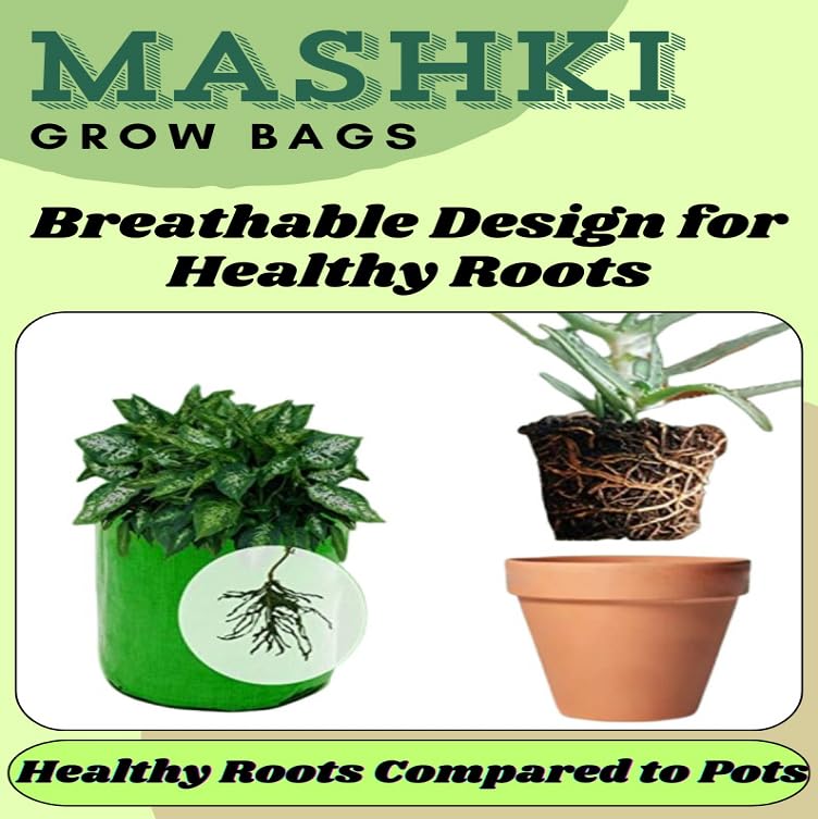 Image of MASHKI HDPE Grow Bags for Home, Terrace & Balcony Gardening - Big Size Vegetable Plant Grow Bags (15x15, 18 inchx18 inch & 24 inchx24 inch - Heavy Duty, UV Stabilized) (5, 18x18 Inches)