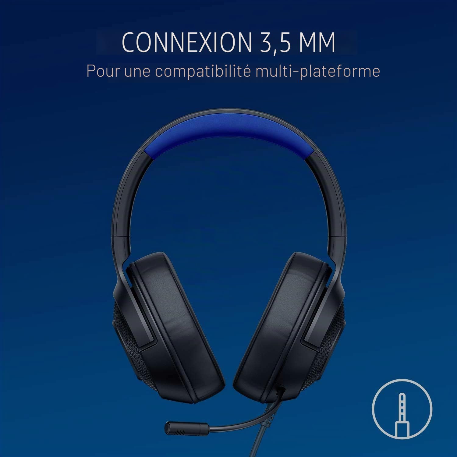 Razer Kraken X Casque de Jeu Ultra léger pour Console - Son Surround 7.1 - Cadre léger - Microphone cardioïde Pliable pour PC, Xbox, PS4, Nintendo Switch - Bleu/Noir