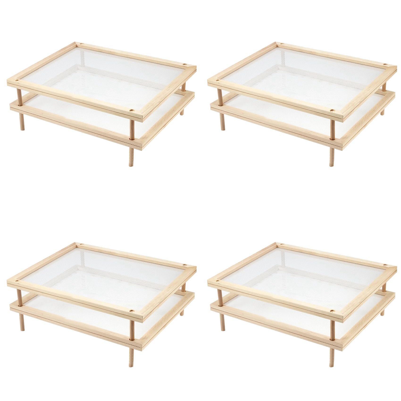 Hndhbfgrt 8X Stackable Food Dryer with Net Wooden Pasta Herb Drying Racks Multipurpose 2-Tier Food-Dryer Holder