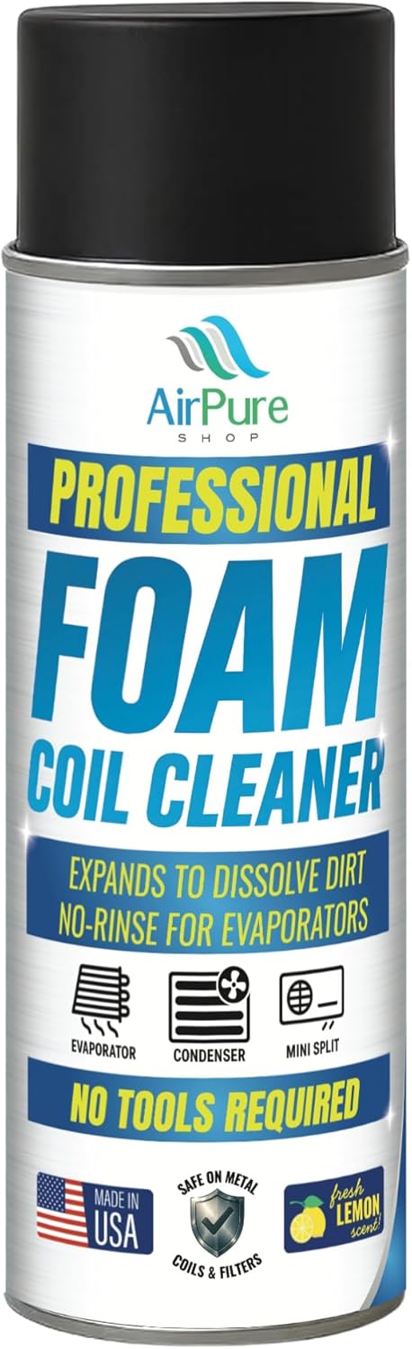 Foaming Coil Cleaner Spray 2-Pack, No-Rinse HVAC Foam for Evaporators, Condensers & Mini Splits, Expanding Lemon Scent Formula, 18 oz Each