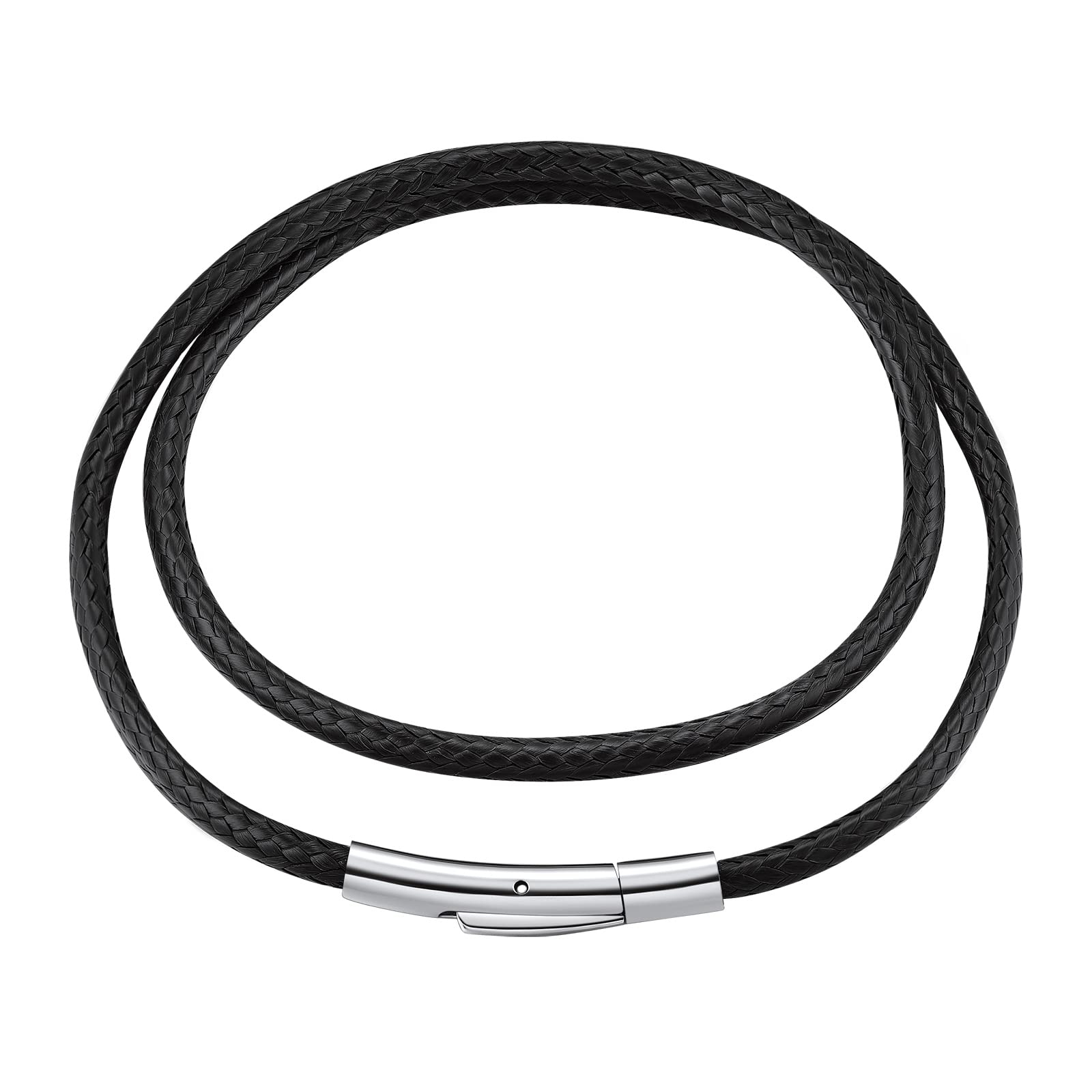 FindChic 2/3MM Collier Chaine Homme Cuir Cordon Collier pour Pendentif Femme Homme Chaîne Noir/Marron Ras de Cou Waterproof Boutton Rotatif avec Fermoir Acier Inoxydable Longueur 40cm-75cm