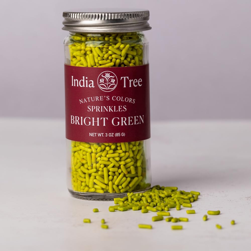 Bright Green Sprinkles – Vegan, Non‑GMO, Dye‑Free, Allergen‑Free, 3 oz Jar – India Tree Nature’s Colors