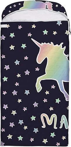 Saco de dormir de unicornio arco iris galaxia espacio rosa bolsa de dormir para mochilero, camping, senderismo, al aire libre, clima frío y cálido,