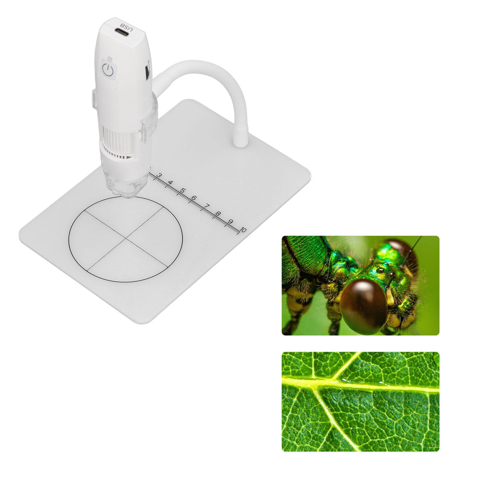 Mikroskop Cyfrowy, Bezprzewodowy Ręczny Mikroskop USB 1080P HD 1000X 2MP WiFi z Regulowanym Stojakiem do Naprawy Płytek Drukowanych, Obserwacja Skóry Tkaniny (WHITE)