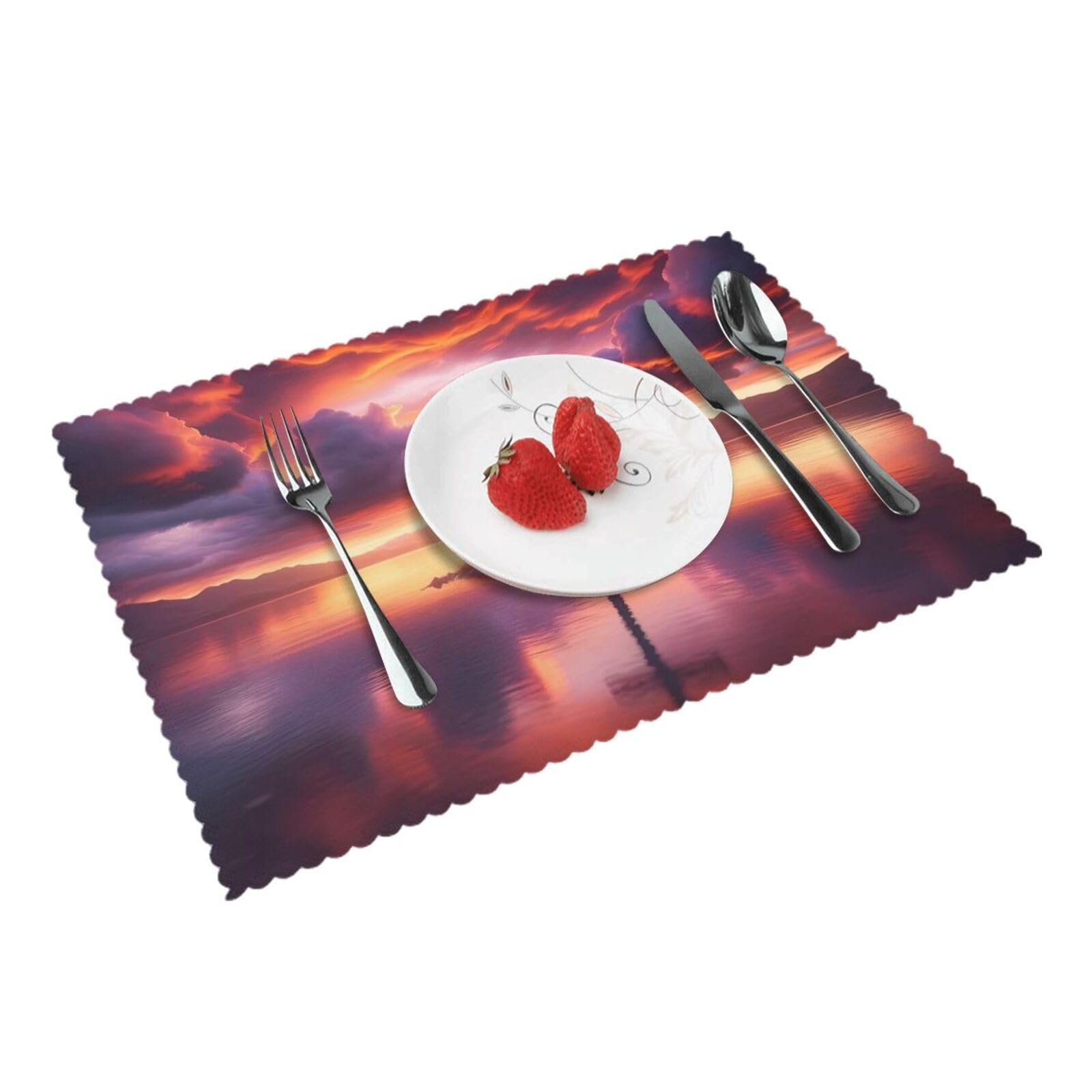 Sunset Cross Placemats Set of 4 Print Table Mats Place Mats Table Decor for Kitchen Dining 12X18 in