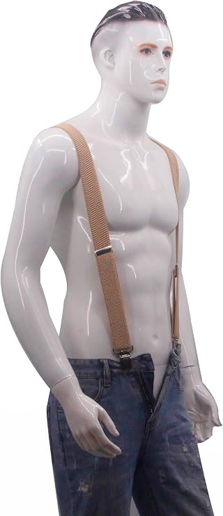Suspenders for Men X Back Adjustable Heavy Duty Clip With 1.6 Inchs Wide Elastic Braces Snaps