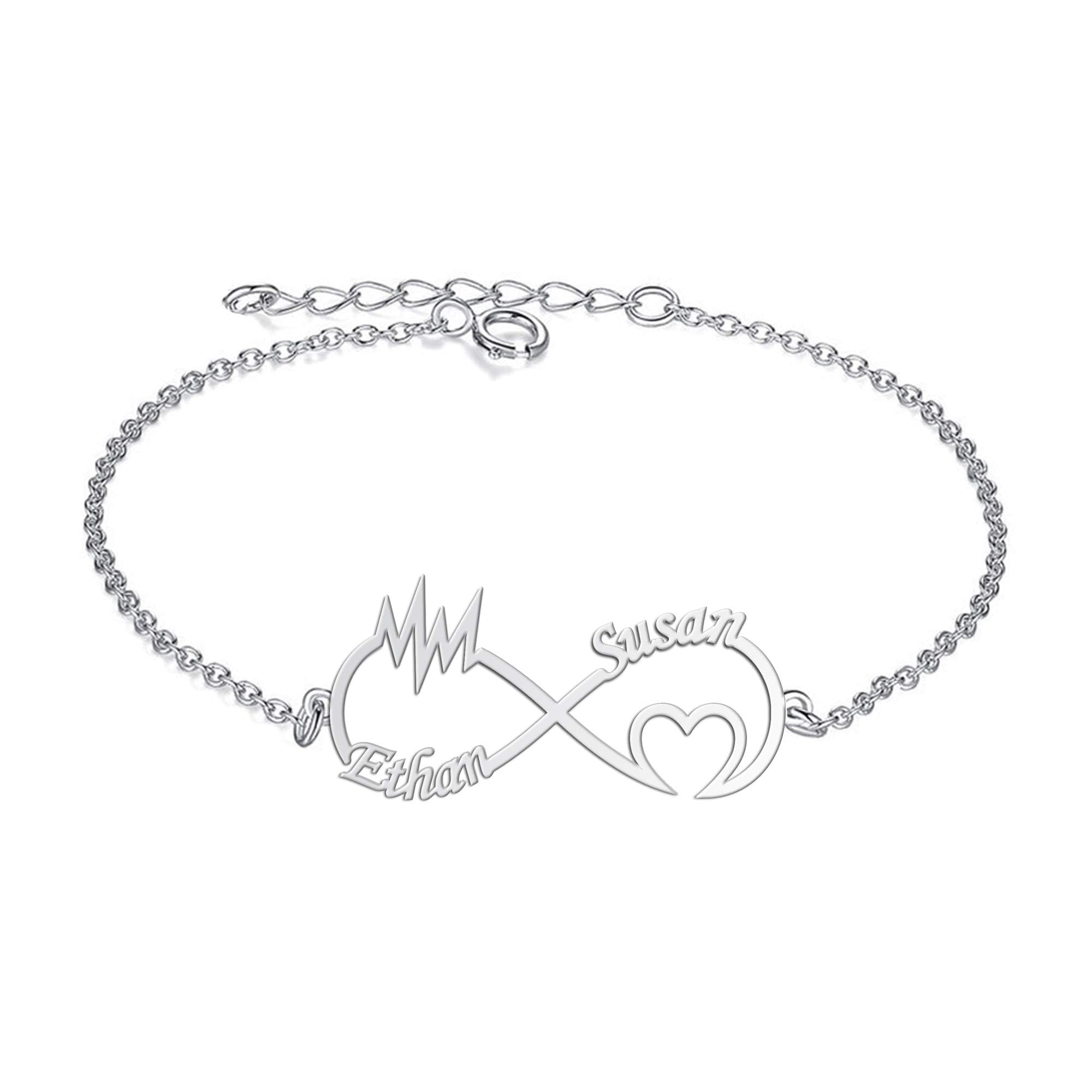 925 Sterling Silver Personalized Womens Bracelet | BIS Hallmarked Customized Bracelets for Women | Gift for Anniversary Birthday Wedding-image-27