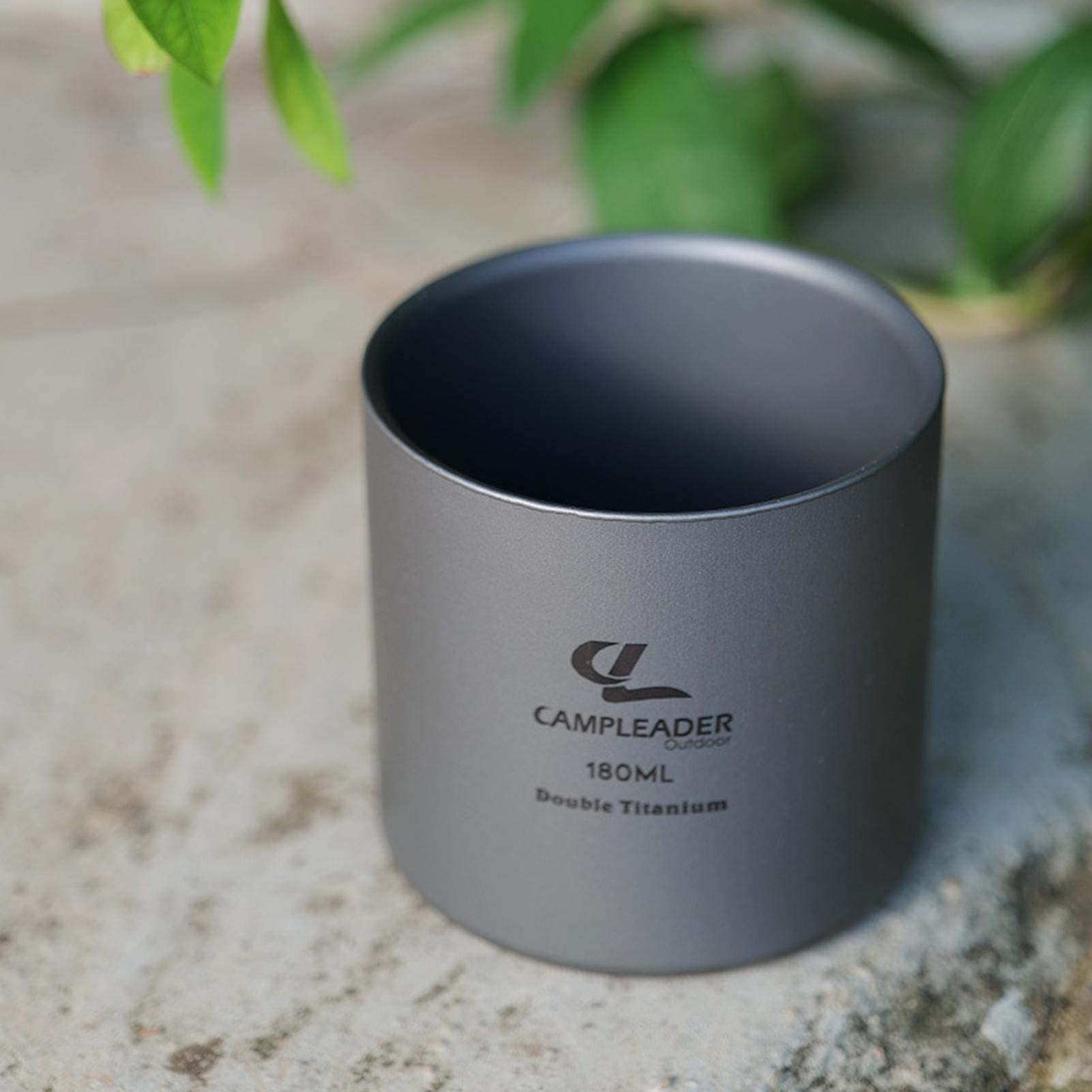 Titanium Cup 120ml/180ml/300ml Portable Camping Picnic Water Cup Mug,Double-Layer Lightweight Camping Mug With Sandblasted Surface, for Outdoor Picnic Backpacking (180ML)