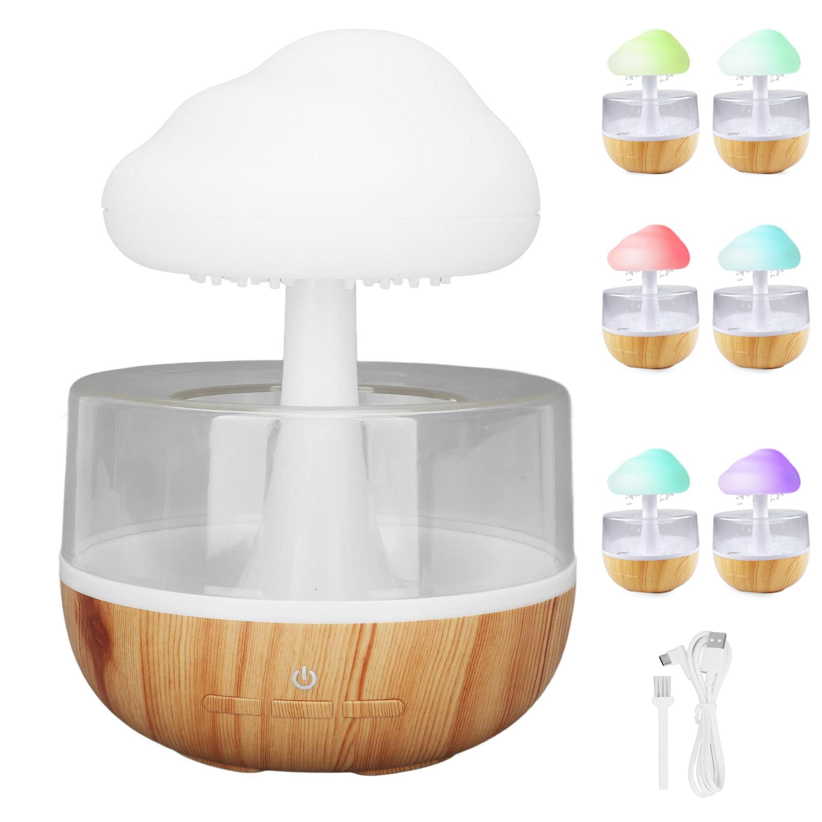Umidificatore Rain Cloud,Diffusore a Pioggia a Fungo E Umidificatore con Effetto Pioggia, 7 Colori Cangianti E Luce Notturna Rilassante Per Un Sonno Tranquillo E Miglioramento