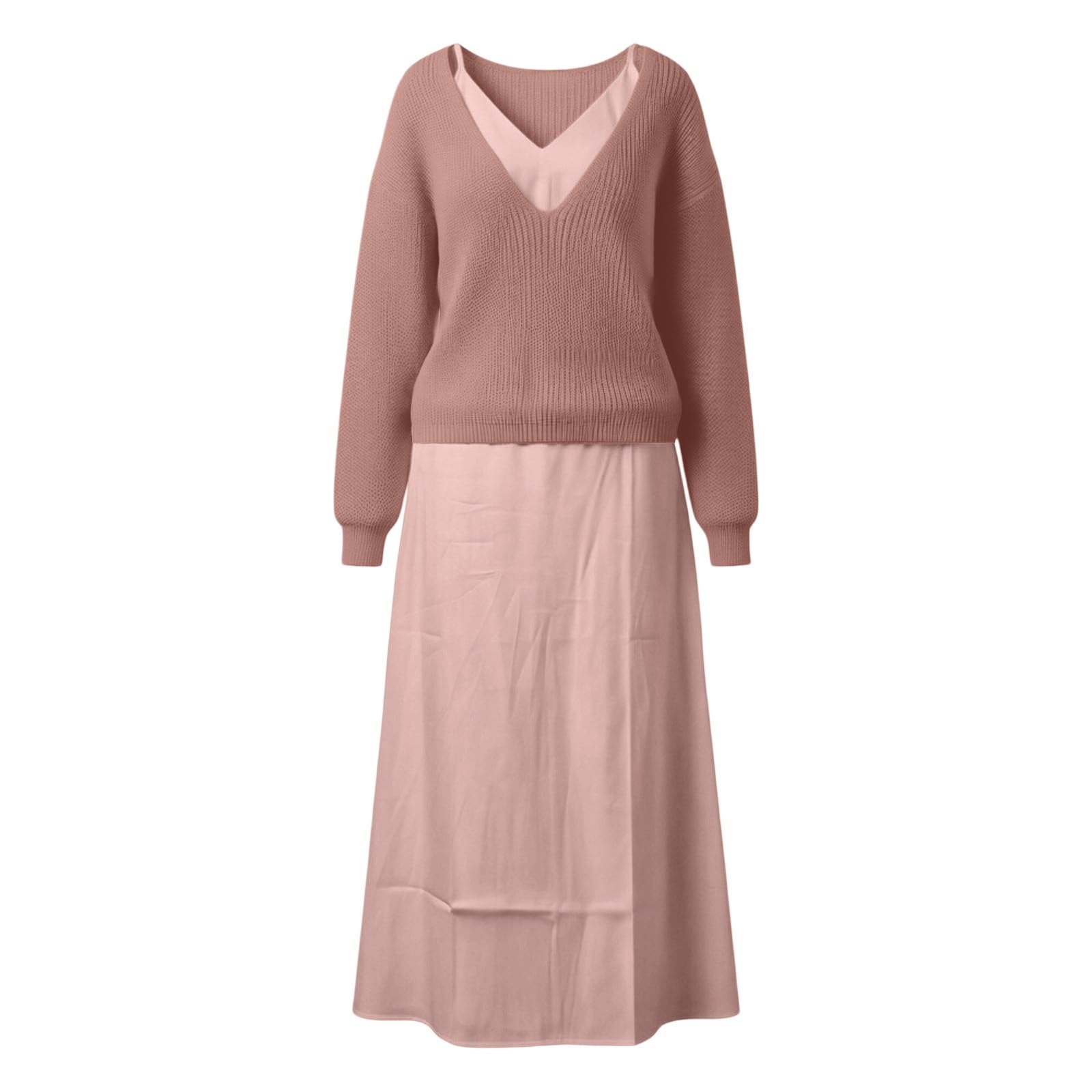 Robe midi en satin Deman sans manches avec col en V profond