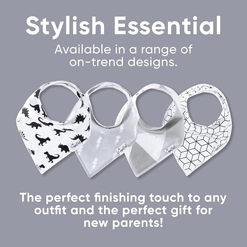 Miniatura 112 de Copper Pearl Paquete de 4 baberos de algodón suave para babeo y dentición, baberos absorbentes para bebés niñas y niños, ajustables para adaptarse a