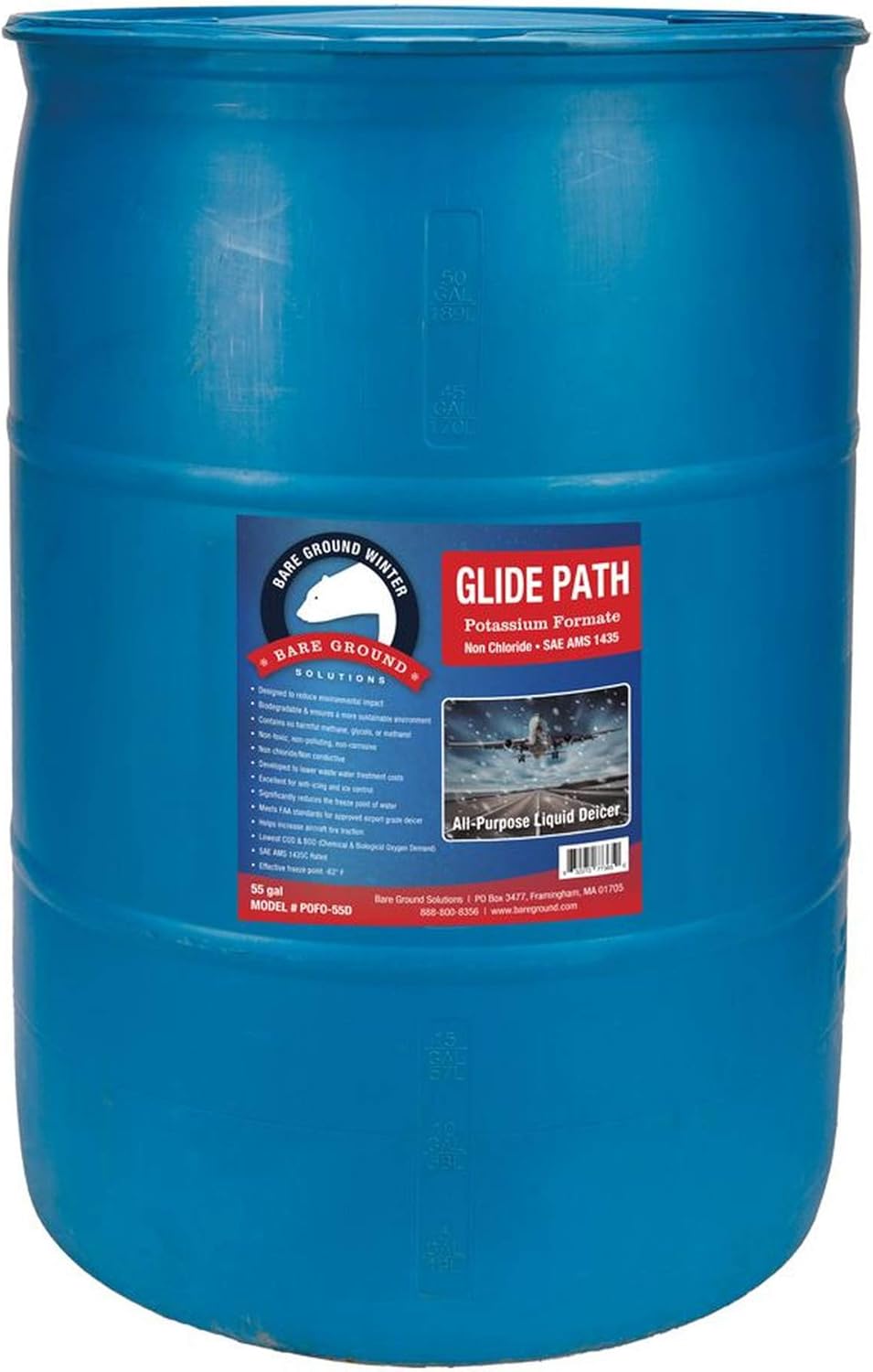 Bare Ground PoFo55D Glide Path Liquid Deicer NonChloride, NonConductive, Non