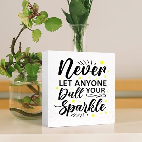 Miniatura 70 de Letrero inspirador con texto en inglés «You Are Worthy of Beautiful Wonderful Magical Things » en bloque de madera, decoración de escritorio