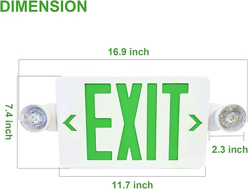 Miniatura 5 de Señales de salida de emergencia LED rojas, dos cabezas ajustables, CA 120V277V, carta de salida de doble cara, luces de señal de salida compactas