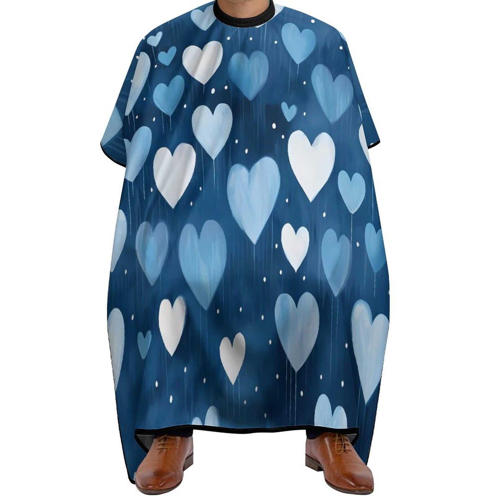 Heart Print Hair Cutting Cape for Men Women Waterproof Barber Cape Adjustable Salon Haircut Capes