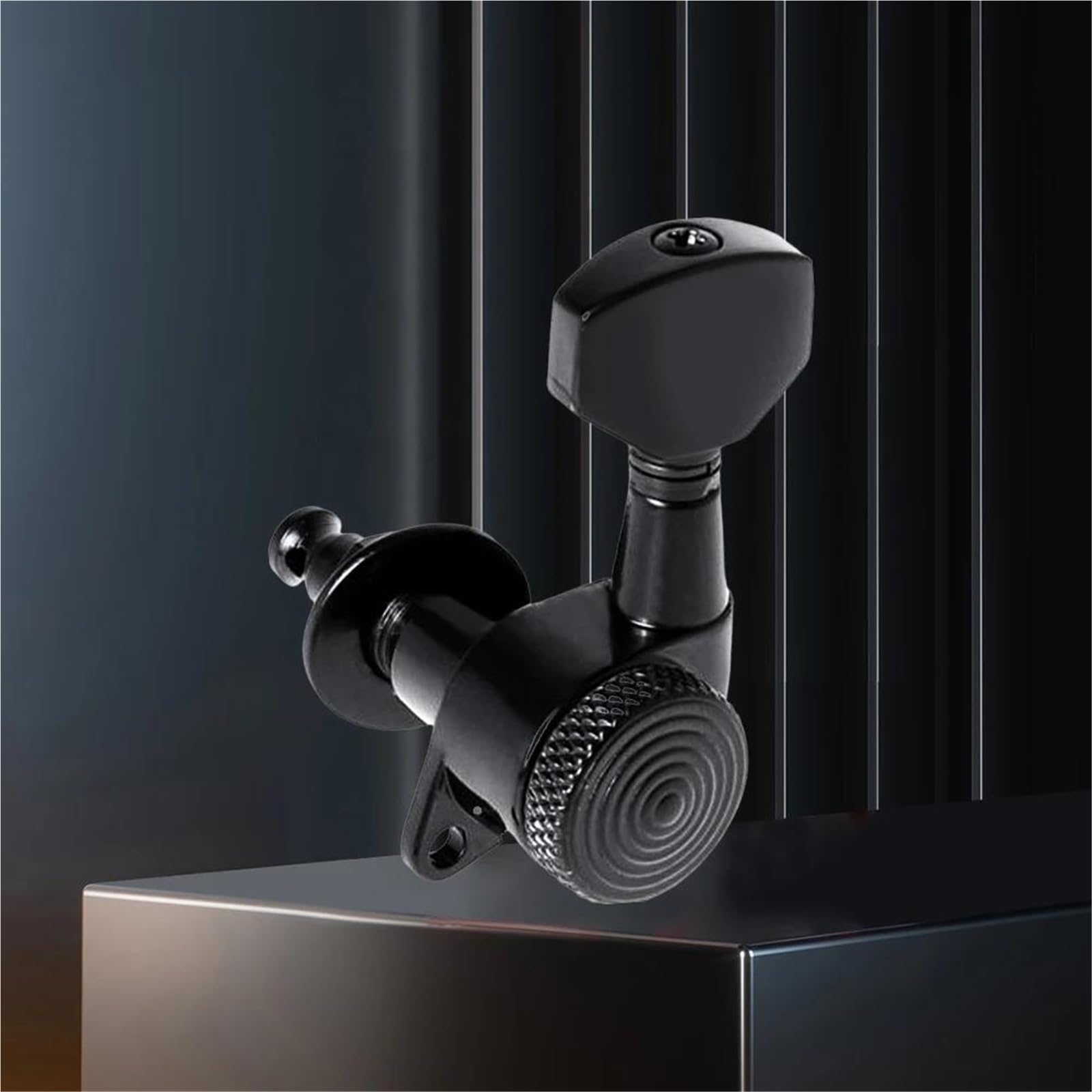 Guitar String Tuning Pegs Locking Tuners Tuning Heads Electric Guitar Machine(Black 6L)