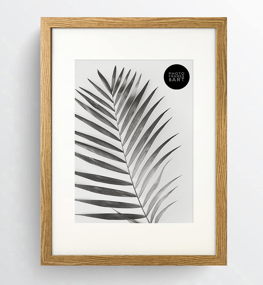 Pf+A Oak Effect Real Glass A4 Picture Frame With Mount - A3 For A4 Photo Frame / A4 Frame With Mount