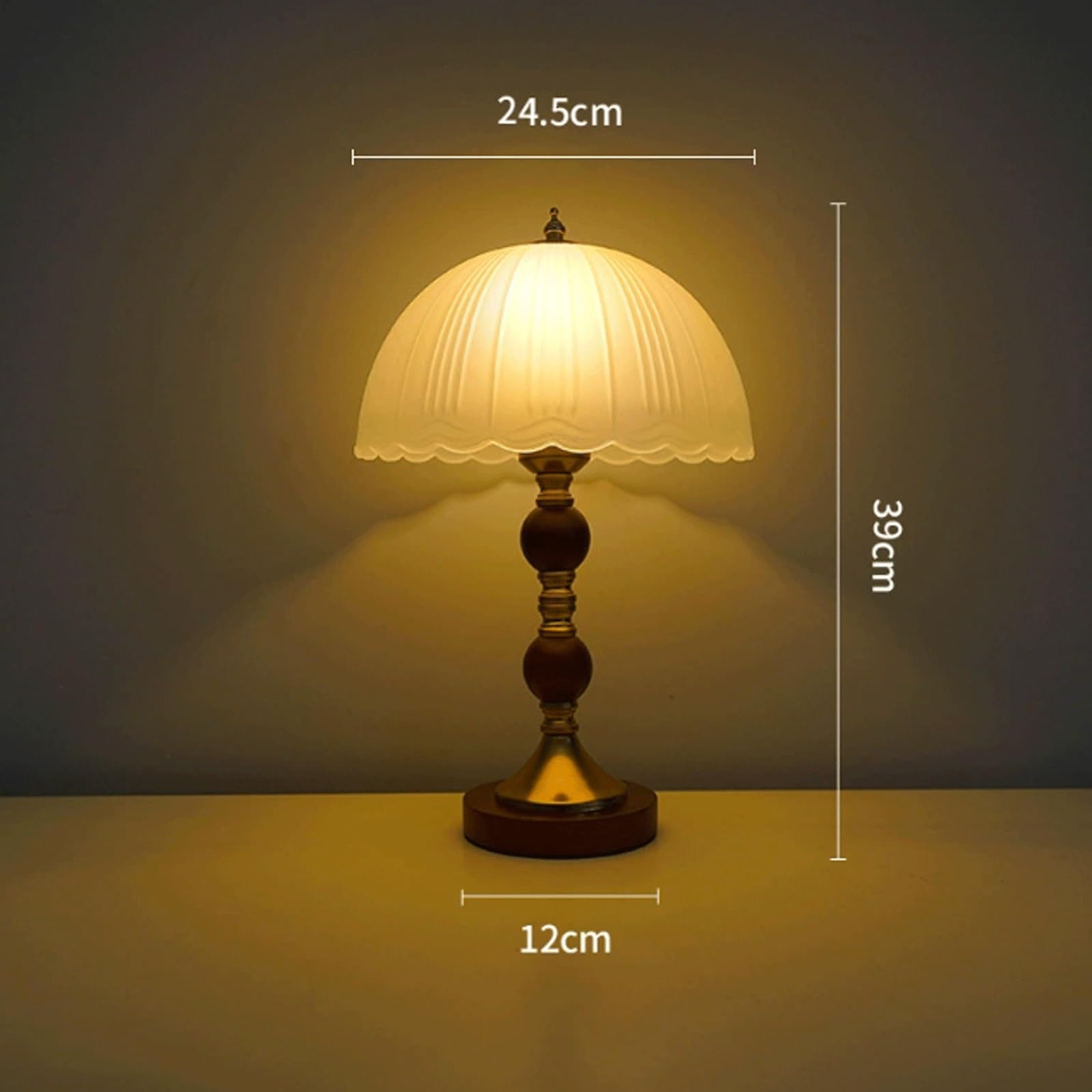 Lampa stołowa LED w stylu vintage, kreatywna lampa dekoracyjna, szklany klosz, lampki nocne do salonu, sypialni, drewniana podstawa lampa biurkowa