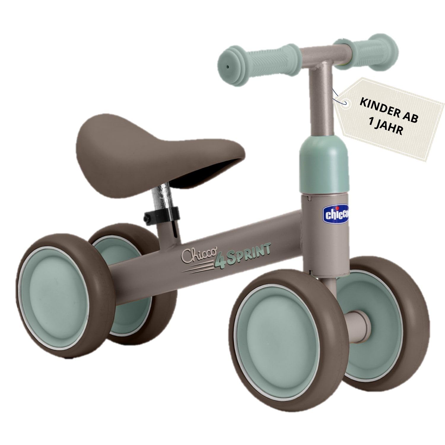 Chicco Kinder Laufrad ab 1-3 Jahre, Pedalfreies Balance-Fahrrad für Kinder,Spielzeug, Vierrad, Lauflernrad, Gummiräder, rutschfeste Griffe, Lauflernrad, für Jungen Mädchen max. 20 kg, Geshenke, Beige