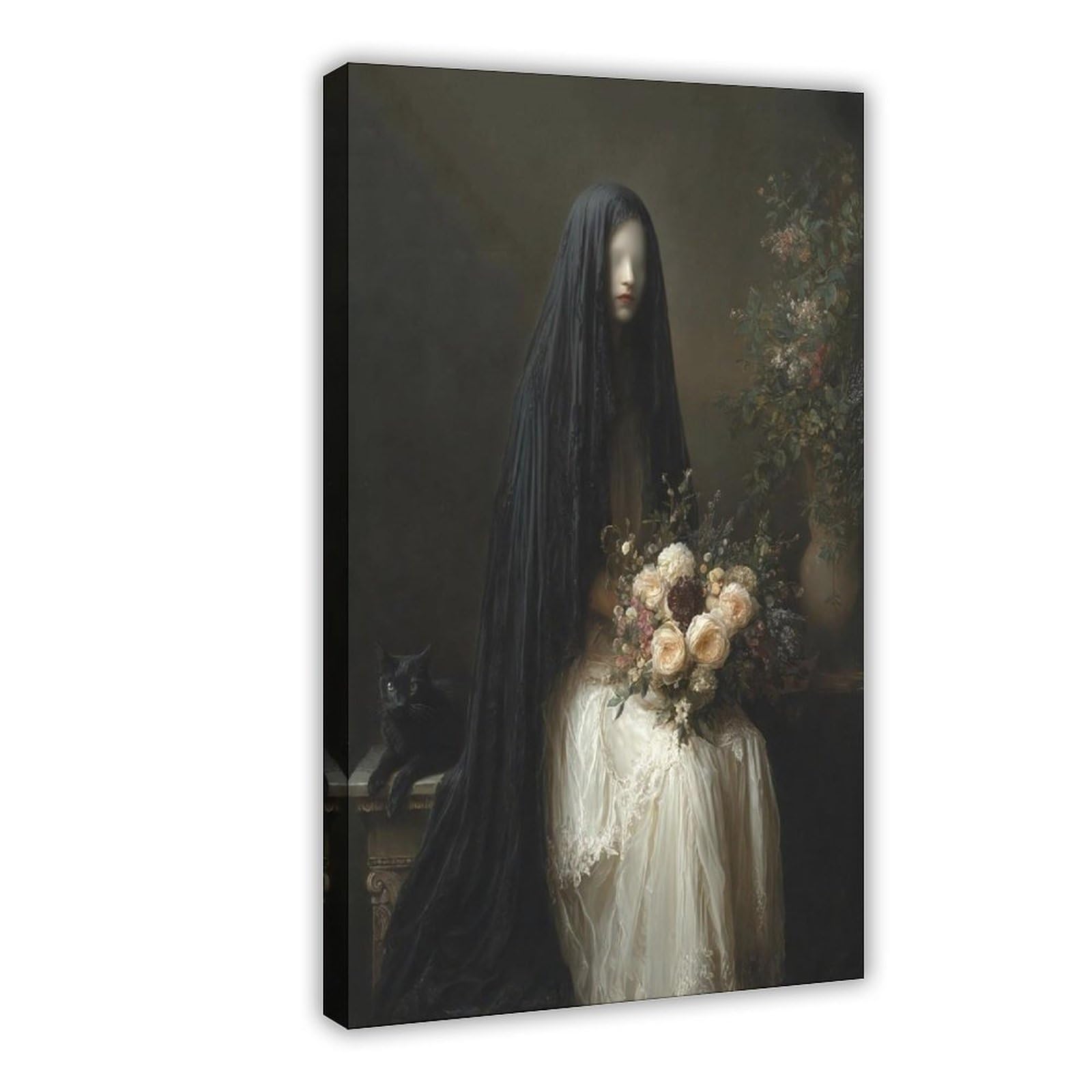 Bareronor Frame Gothic Mourning Portrait Canvas Poster Bedroom Decor Landscape Office Room Decor Gift 24" L X 36" W