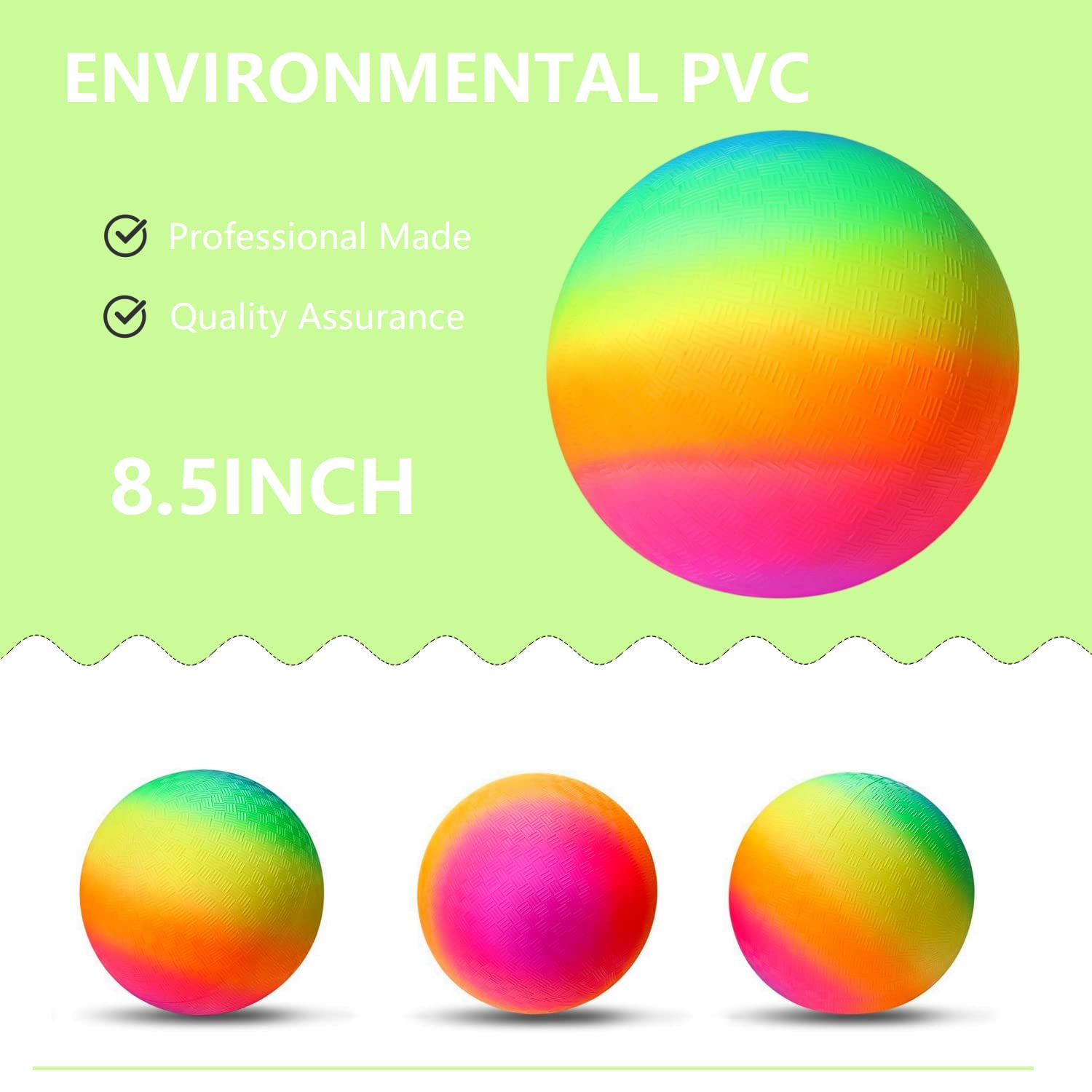 Bola de patio de recreo, 8.5 pulgadas de arco iris Kickball para niños y adultos, para interiores y exteriores, balón de balonmano, juego de cuatro bolas cuadradas 2