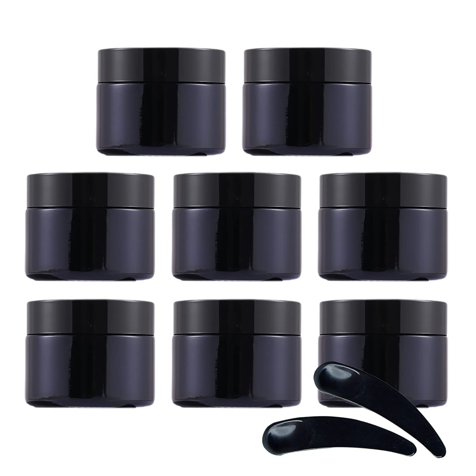 24 Pièce 50 g Pot Cosmétique Vide en Verre Noir, Petit Pots de Crèmes de Voyage avec Couvercle, Bouchon Intérieur, Vides Conteneurs pour Produits cosmétiques baume à lèvres et Crème
