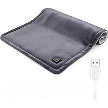 USB加热垫5V不可充电小型加热垫热疗法,用于缓解疼痛腹部抽筋,用于户外旅行温暖,3热设置和自动关闭(16"x 12")灰色