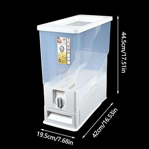 Miniatura 2 de PIOJNYEN Dispensador de arroz de 33.1 lbs, recipiente de almacenamiento de arroz de plástico para cocina, dispensador de cereales Dis..