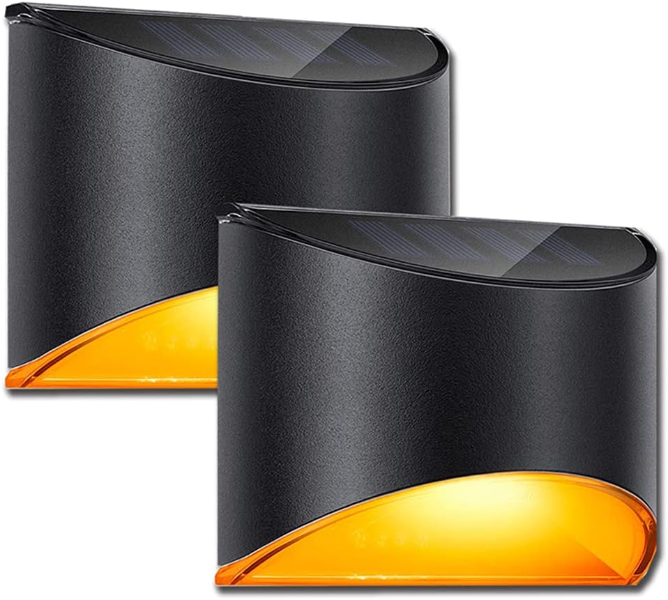 LeiDrail Photo voltaic Fence Lights LED Photo voltaic Backyard Lights Waterproof Photo voltaic Wall Lights Outside for Patio Gate Yard Heat White 2 Pack