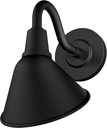 Hunter - Cassius 1-Light Matte Black Outdoor Wall Light, Dimmable, Modern Style, Cone Shaped, for Bedrooms, Kitchens, Dining, Living Rooms - 46011