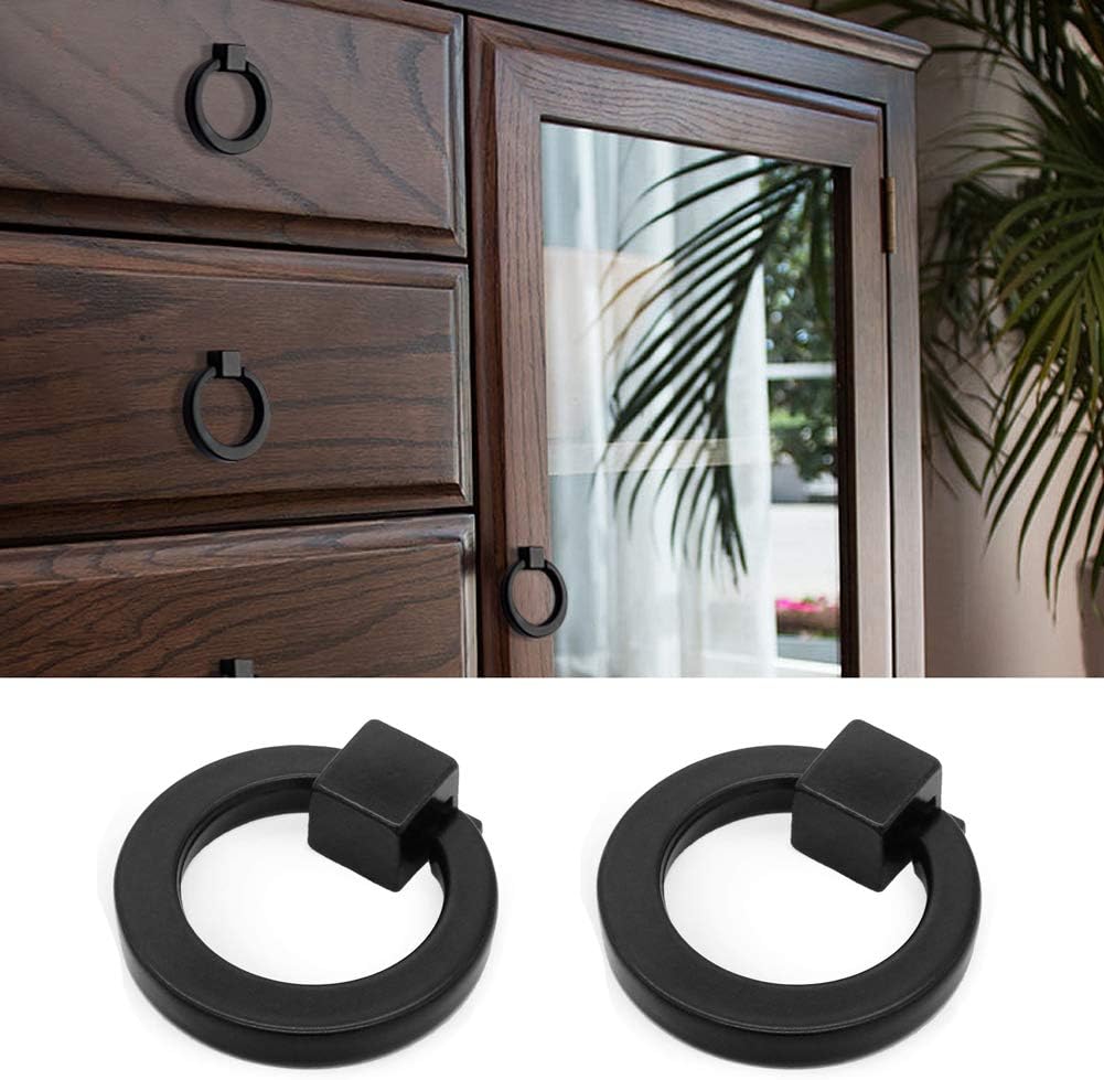 Myxekllo 4 Pcs Black Ring Pulls Hardware, Round Rings