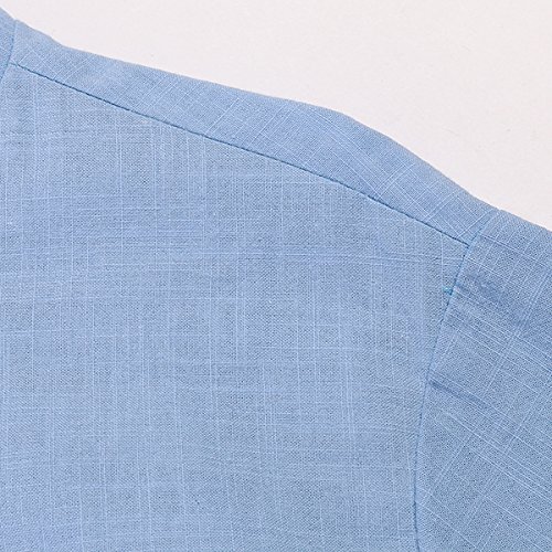 Alamor Mens Lente Casual Linnen V-hals Kraag Lange Mouw T-shirt Mode Effen Kleur Tops-Wit-S - Afbeelding 5