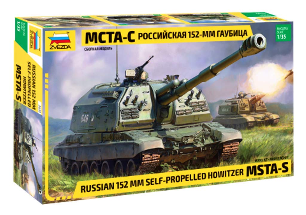 ZVEZDA 500783630-1:35 MSTA 2S19M2 SelfPropelledGun,152 mm, modelarstwo, zestaw do budowania, budowy modeli stojących, hobby, majsterkowanie, zestaw do budowy plastiku, nielakierowany