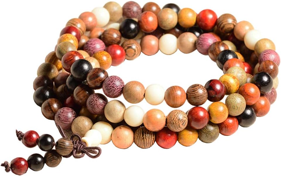 108 Prayer Beads Bracelet 8mm Natural Wood Tibetan Buddhist Buddha Mala Meditation bead bracelet/Necklace for Men Women in gift box