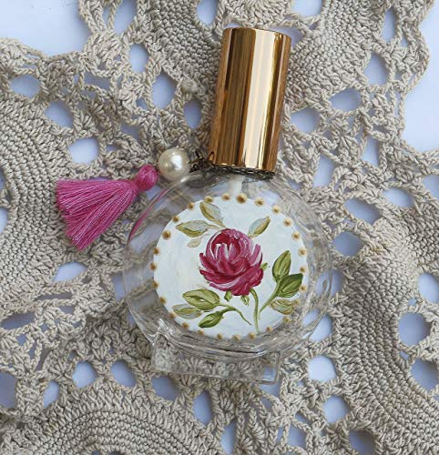 Elegant Hand-Painted Pink Rose Refillable Glass Perfume Bottle with Pearl Tassel - Perfect Gift for Women - Image 8