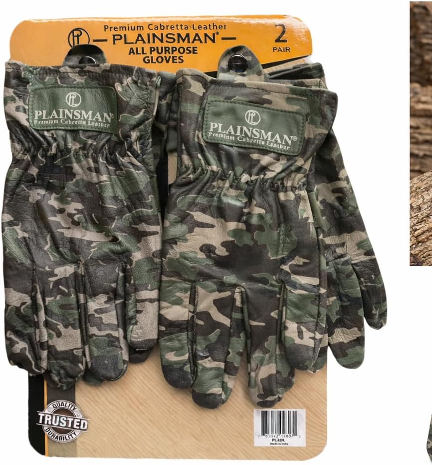 Plainsman Premium Cabretta Leather Gloves, 2 Pair, Camo, Size Large, Camoflage, 785042148070