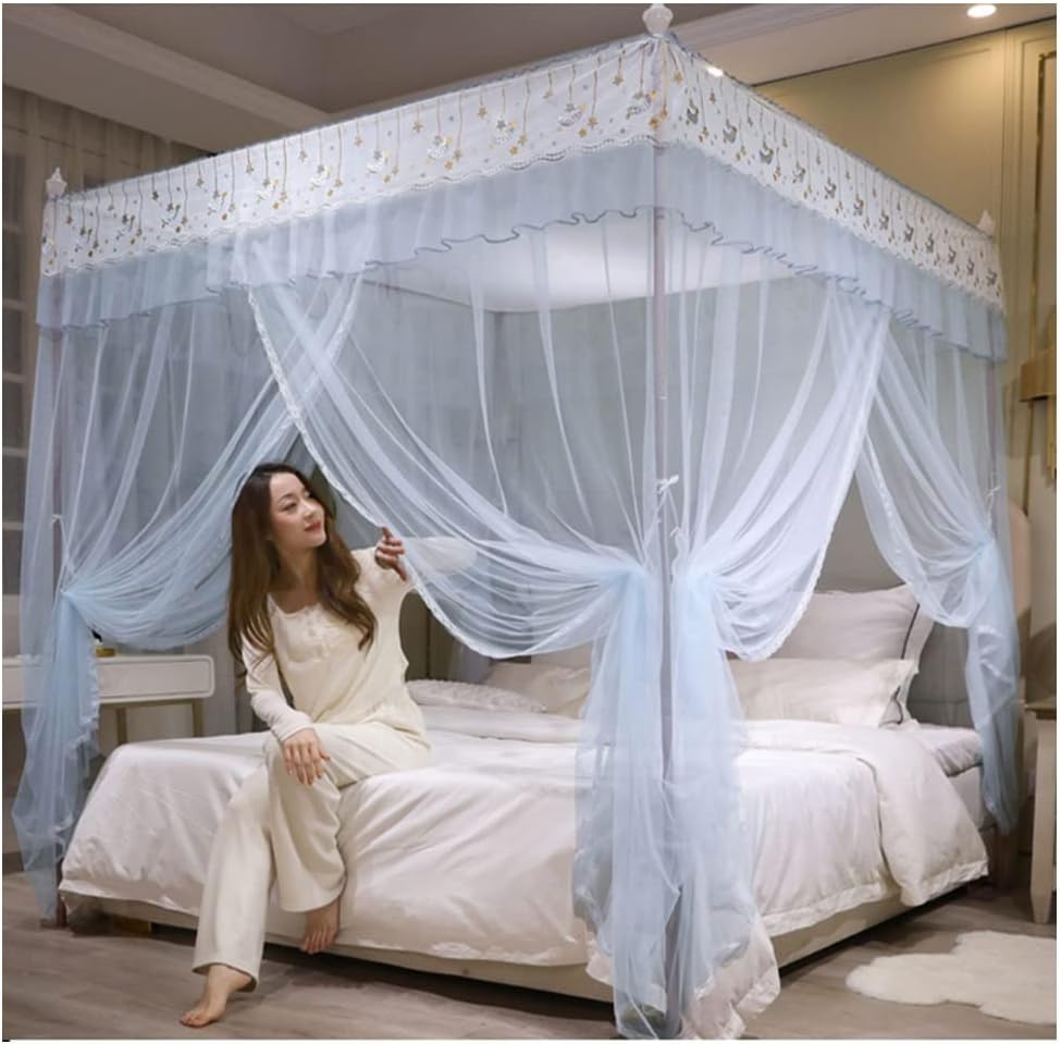 Bed Canopy Simple Floor-to-Ceiling Mosquito Net, Windproof and Dustproof Single Layer Bed Canopy, Sturdy Aluminum Alloy Stand (Color : A1 205X220X205Cm)