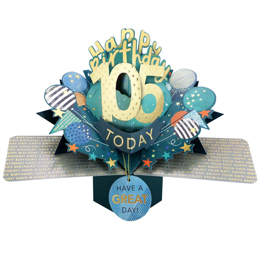 105 Today Happy 105th Birthday Pop-Up Greeting Card Love Kate's Pop Up Cards Him Design POP237MC105 โ image 1