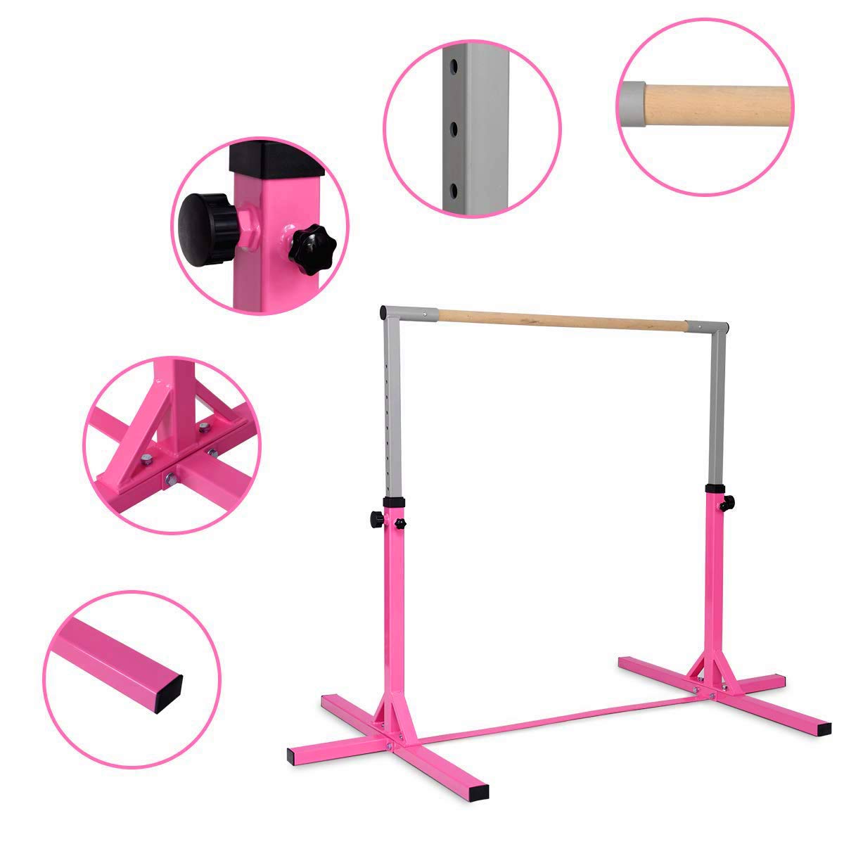 Saio Barra horizontal para gimnasia artística, gimnasio, ajustable en altura para niños