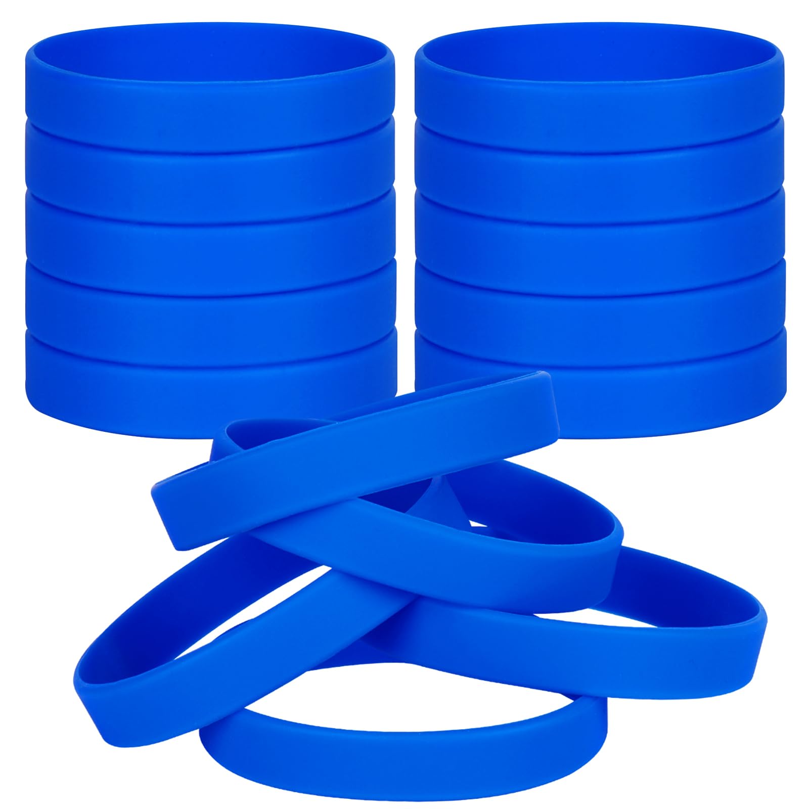 LVNRIDS 30 PCS Silicone Bracelets Wristbands for kid, Sports Rubber Elastic Wristband Bracelet for School Activity Party Favors Decorations Blue